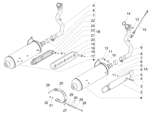 Uitlaat MP3 500 LT Sport 2014-2016