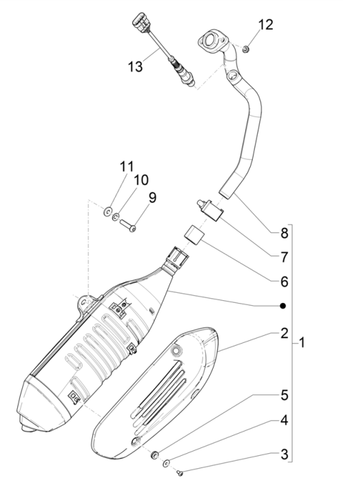 Uitlaat Vespa GTS 125 IE ABS Euro 4 2019