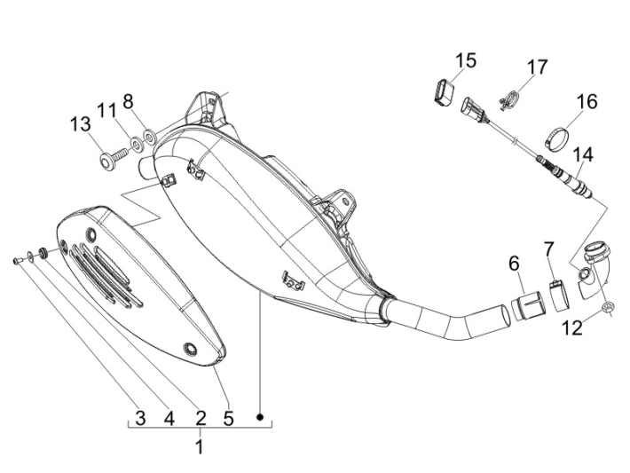 Uitlaat Vespa GTS 250 ie 2005-2009 (met ABS)