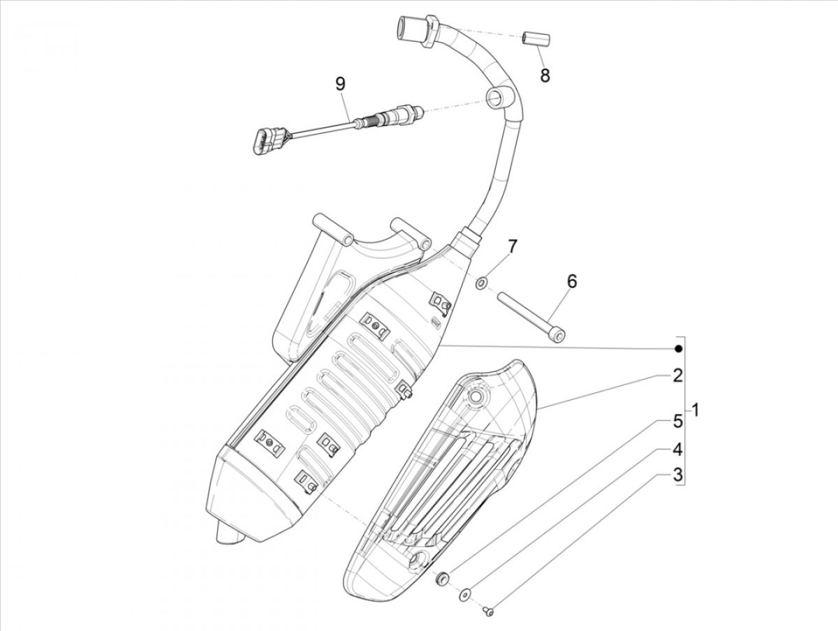 Uitlaat Vespa Sprint 50 4-takt IGET 3V Euro 5