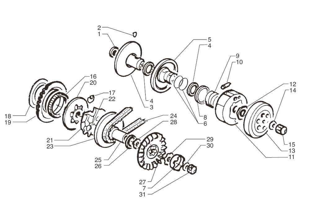 Variateur - V-snaar- Koppeling Yamaha Jog-R 50 2-takt AC