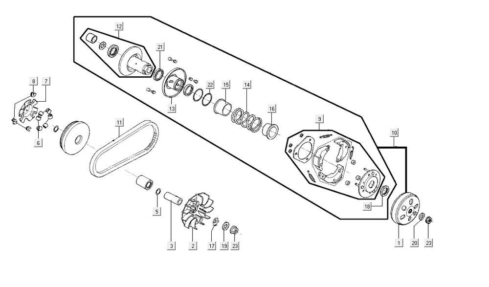 Variateur - V-snaar- Koppeling Kymco Agility CITY 16 125