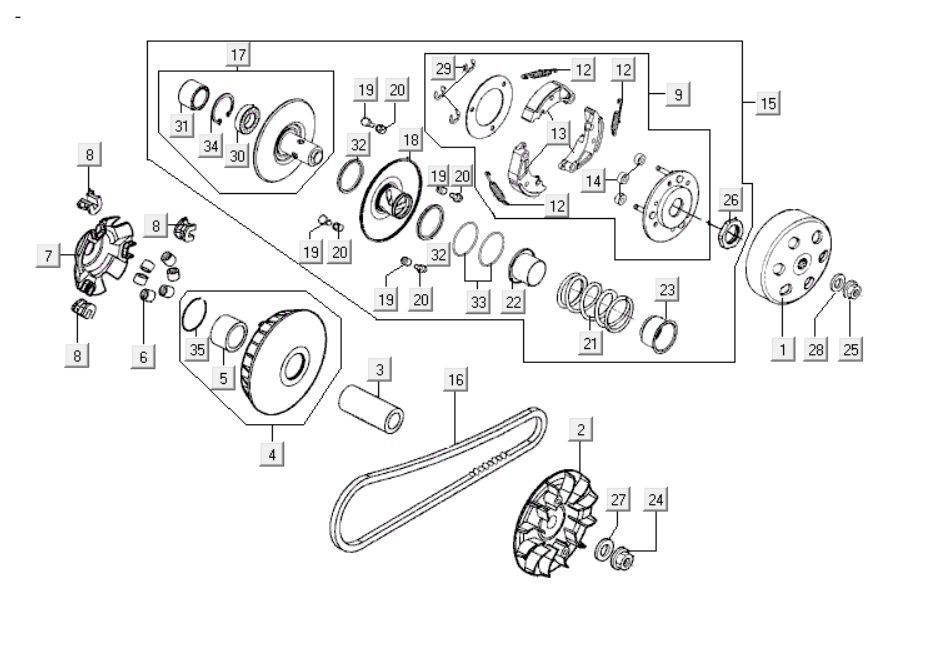 Variateur - V-snaar - Koppeling Kymco People S 300i