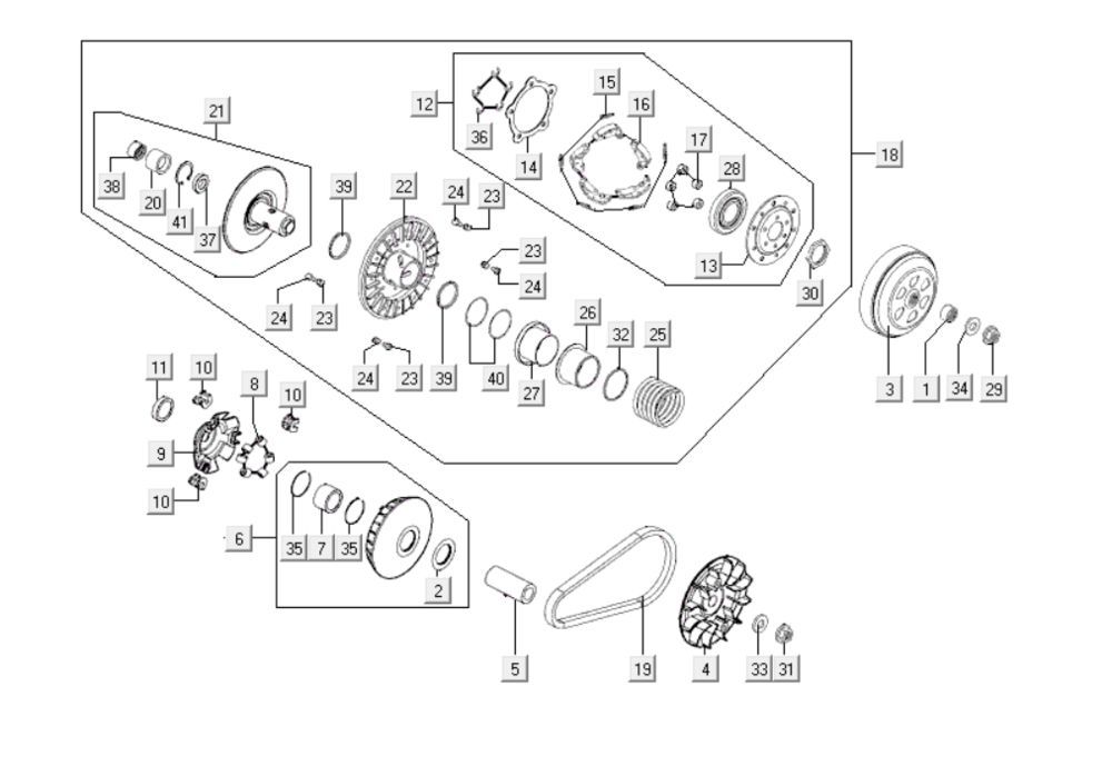 Variateur - V-snaar - Koppeling Kymco Xciting 500i