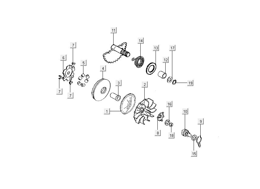 Variateur - Kickstarteras Kymco People 50 2-takt donker grijs
