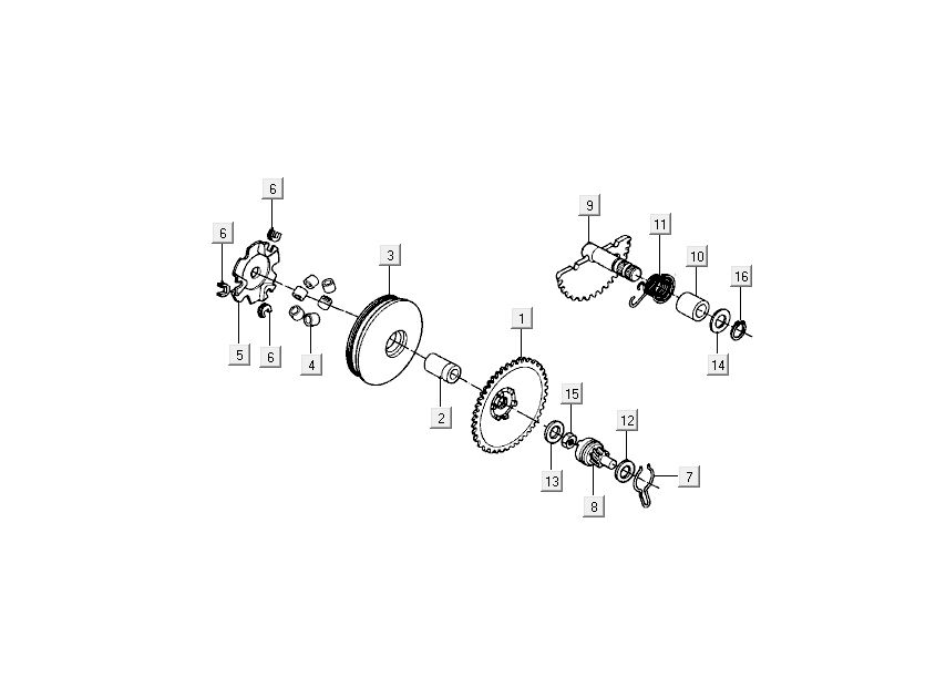 Variateur - Kickstarteras Kymco DJ 2-takt Zilver