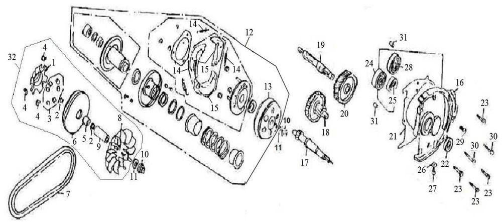 Variateur - V-snaar - Koppeling - Vertanding BTC Grande Retro 125