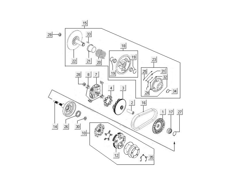 Variateur - V-snaar- Koppeling Kymco MXU 400