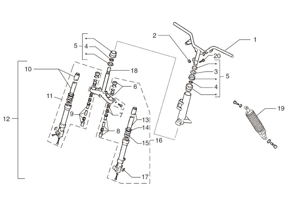 Voorvork - Balhoofdstel - Stuur - Schokbreker Beta Ark-k Skull 50 2-takt AC 2010 25