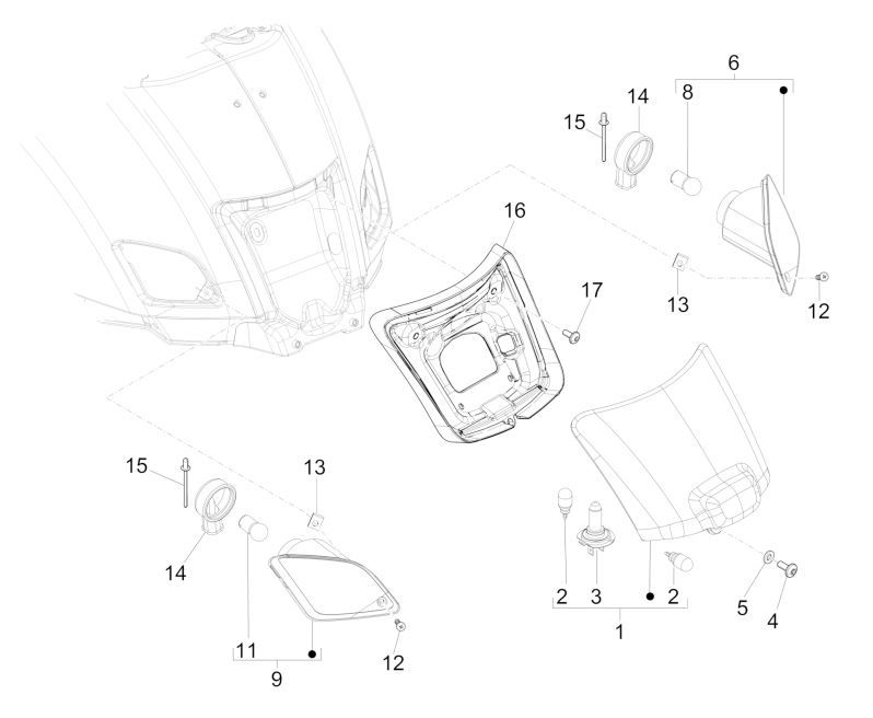 Achterlicht - Knipperlichten achterzijde Vespa GTS 125 IE