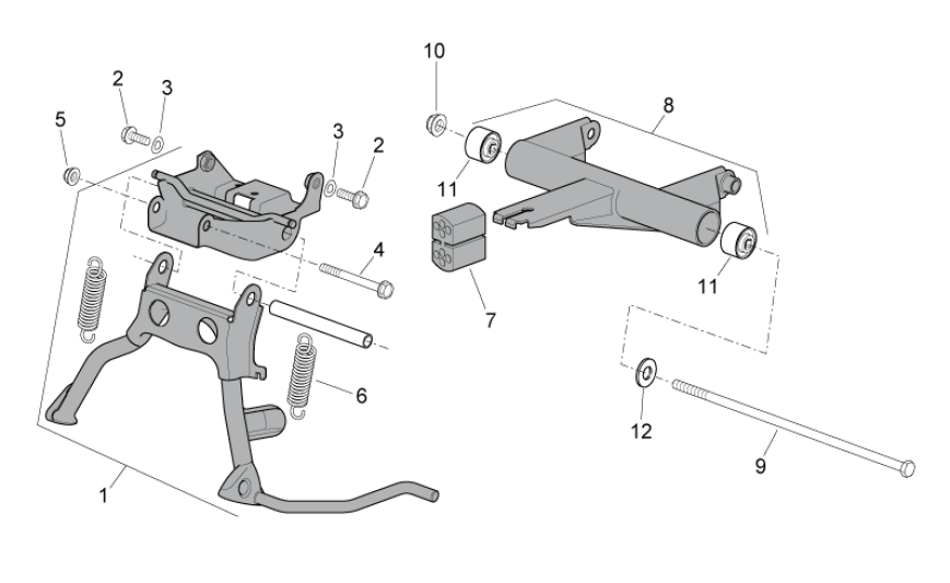 Middenstandaard - Motorophanging Aprilia SR 50 LC (injectie en carburateur) 2004-2009