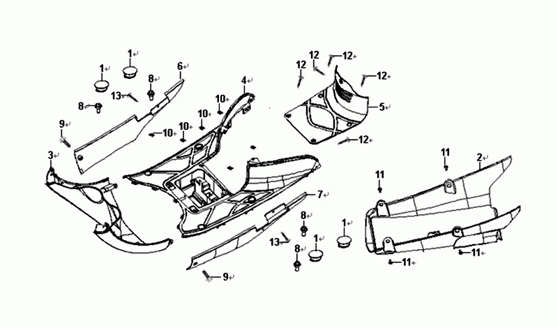 Voetplaat Framebekleding Sym Allo Euro 4 (BK-5560S) Bright Black