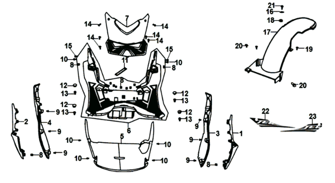 Voetplaat/ framebekleding Sym Jet 14 125I E4 Blue (BU-289S)