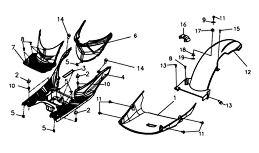 Voetplaat Framebekleding Sym Symphony ST (BK-001C) black / silver