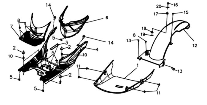 Voetplaat / framebekleding Sym Symphony ST E3 Light Black (BK-7C)