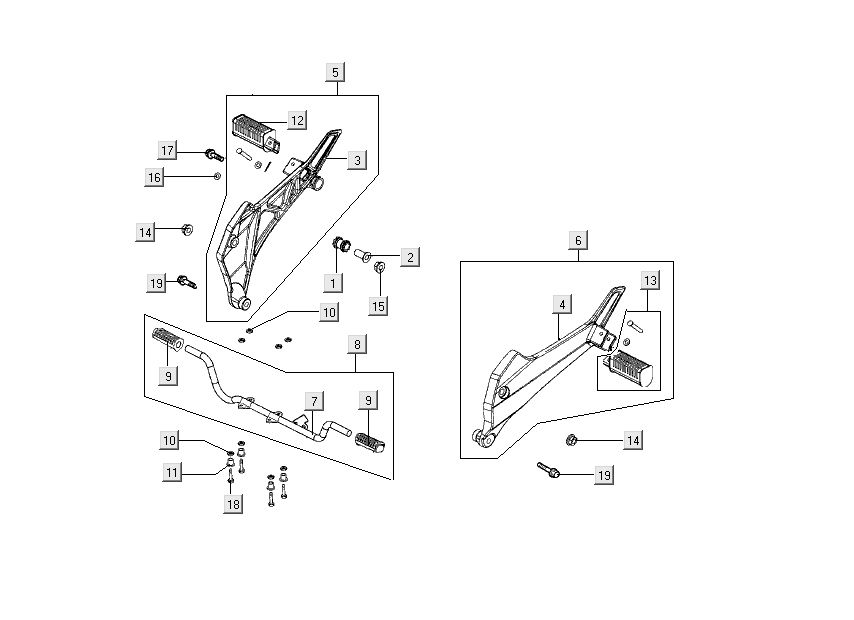 Voetsteunen Kymco Nexxon 50 4-takt donkergrijs