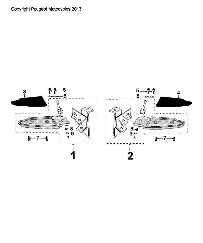 Voetsteunen Peugeot Citystar 50 Bruin