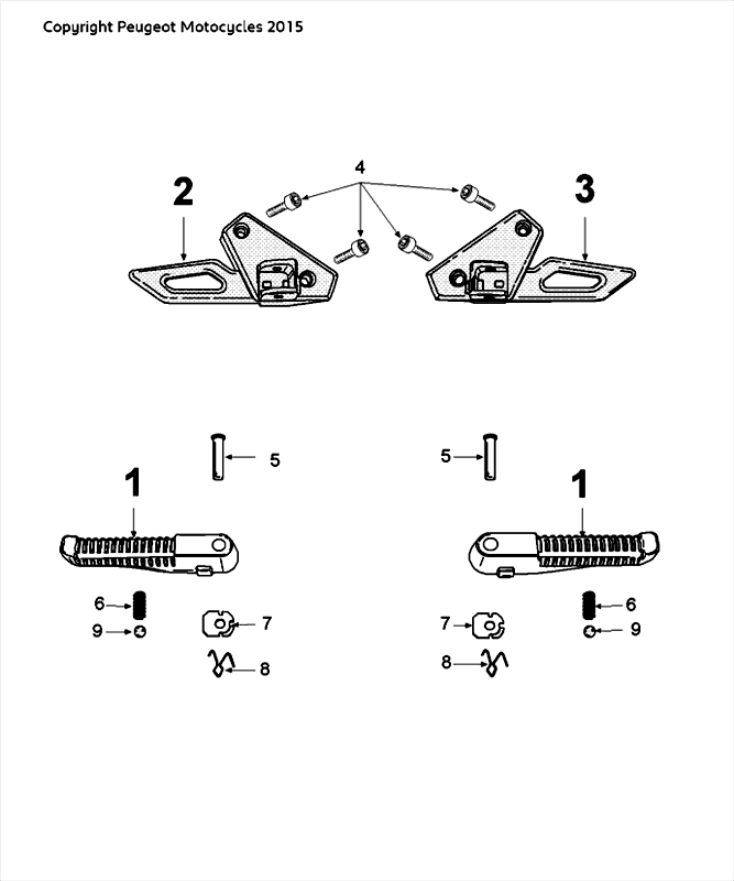 Voetsteunen Peugeot Speedfight 4 50 2-takt LC zwartgroen