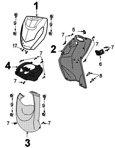 Voorkap - Beenschild Peugeot Kisbee blackcurrant origineel Euro 4