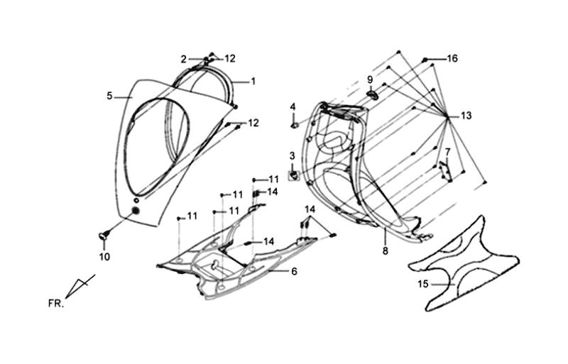 Voorkap - Beenschild - Treeplank Sym Mio (alle kleuren)