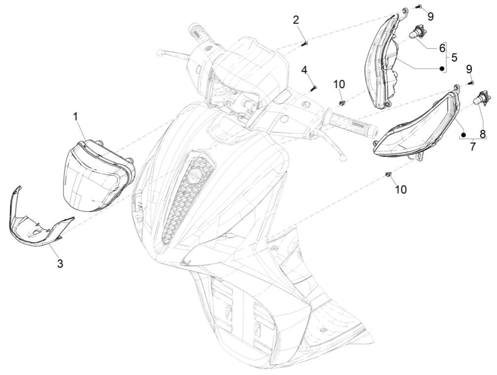 Koplamp - Knipperlichten voorzijde Piaggio Medley 125 ABS Euro 5 2021-2022