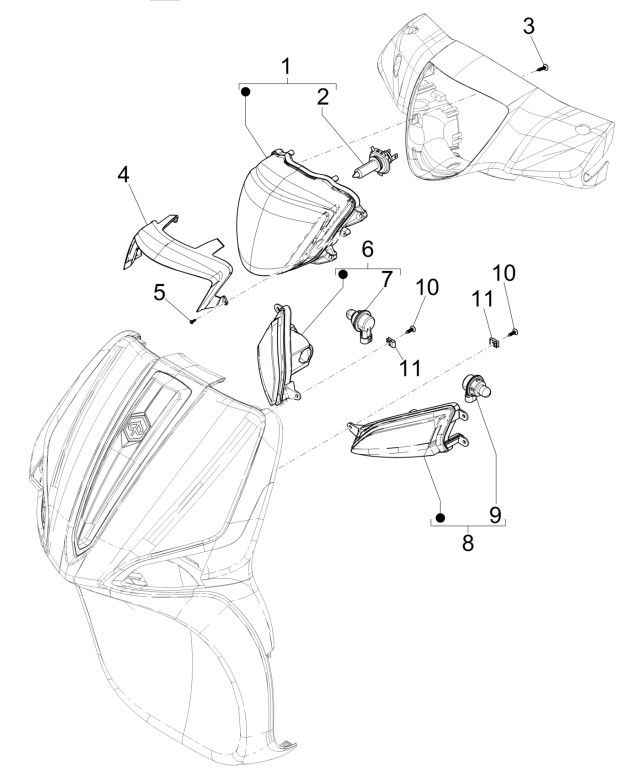Koplamp - Knipperlichten voorzijde Piaggio Liberty 125 IGET 3V ABS Euro 5