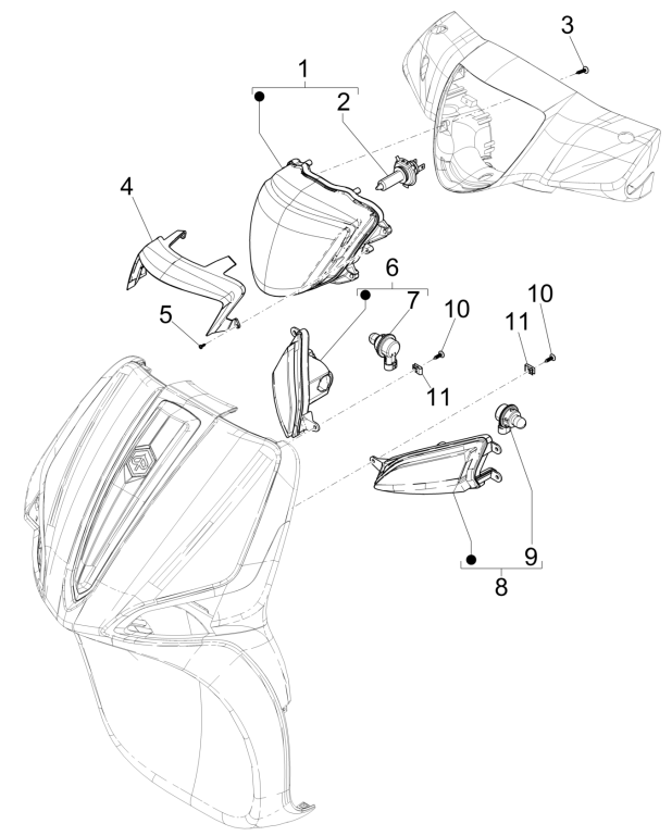 Koplamp - Knipperlichten voorzijde Piaggio Liberty 50 4-takt AC