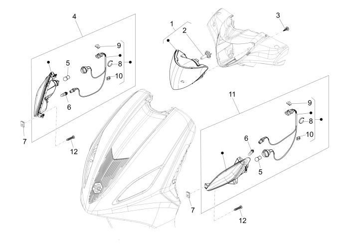 Knipperlichten voorzijde - Koplamp Piaggio New Fly 4-takt 4V