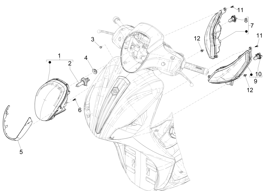 Koplamp - Knipperlichten voorzijde Piaggio Medley 150 IE ABS Euro 4 2016-2020
