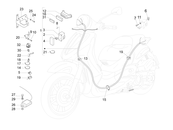 Kabelboom Piaggio Beverly 500 Euro 3 2007-2012
