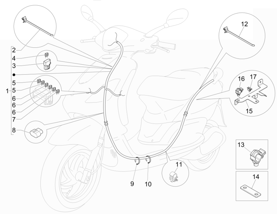 Kabelboom Piaggio Fly 125 IE 4-takt 3V Euro 3
