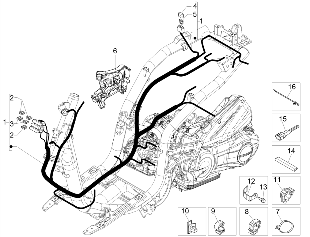 Kabelboom Piaggio Liberty 50 4-takt AC IGET 3V Euro 5