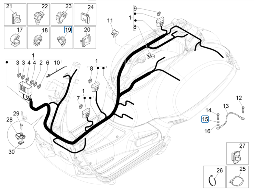 Kabelboom Vespa GTS 125 IE ABS Euro 4 2019