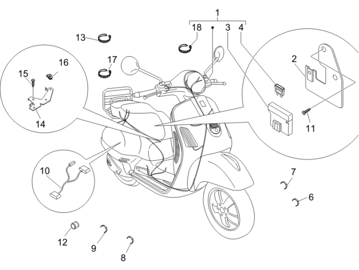 Kabelboom Vespa GTS 250 ie 2005-2009 (met ABS)
