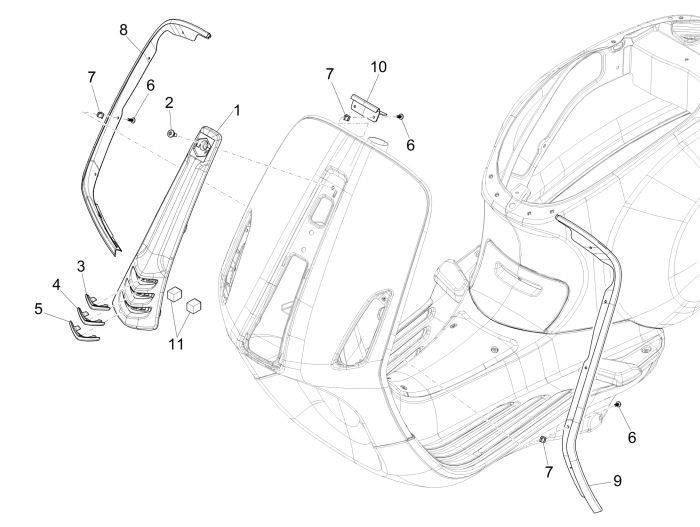 Frame Vespa Sprint 50 2-takt AC geel 968/A