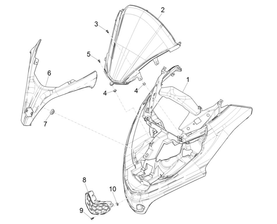Voorkap Piaggio MP3 300 HPE / 300 HPE Sport ABS Euro 5 2020-2022