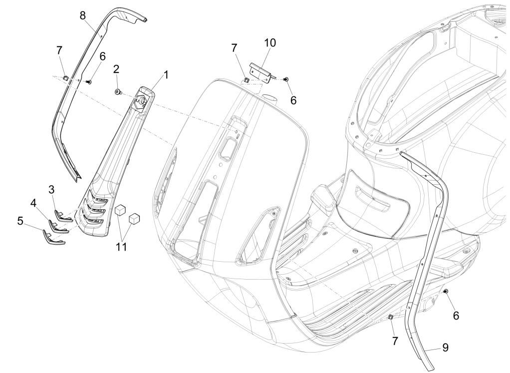 Afdekplaat voorkap Vespa Primavera 125 3V IE ABS