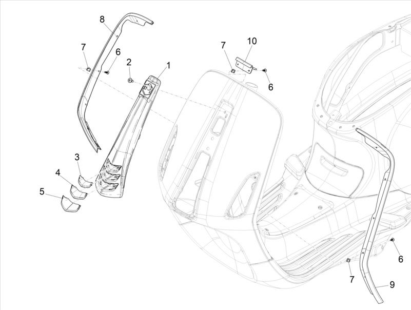 Afdekplaat voorkap - Sierlijsten Vespa Elettrica 25km/u SCH Euro 5 2021