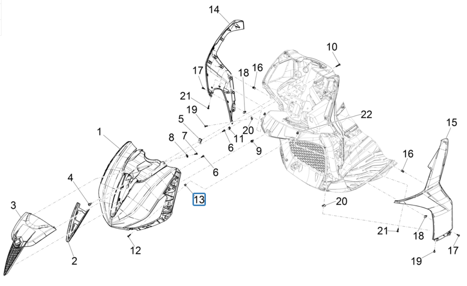Voorkap Piaggio Beverly 300 HPE 4V ABS Euro 5 2021-2022