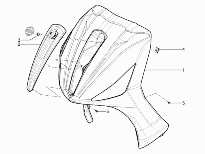 Voorkap Piaggio Beverly 350 Sport Touring Euro 3 2013-2014 matzwart 93/B