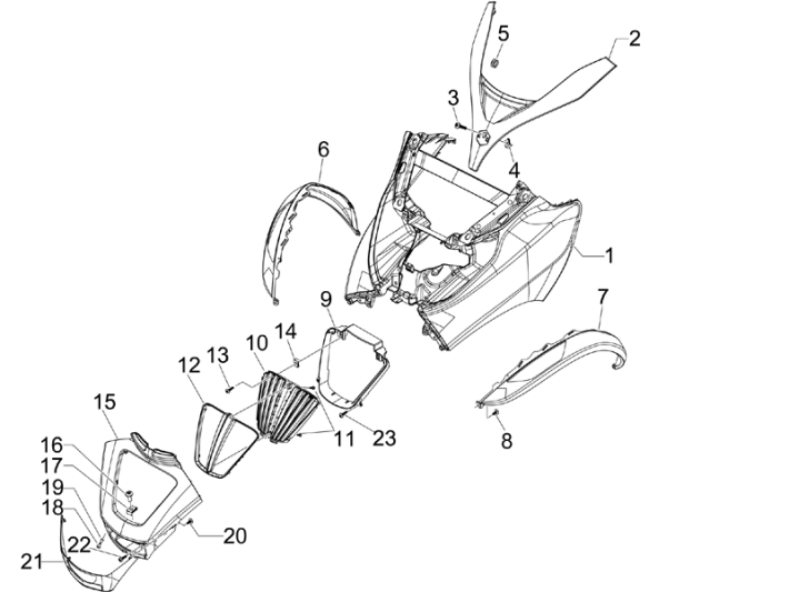 Voorkap Piaggio MP3 300 LT Sport 2009-2014 sterwit 595