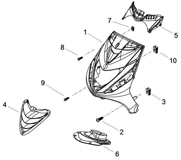 Voorkap Piaggio Zip 50 SP 2-takt LC 2006-2013 maanwit 544