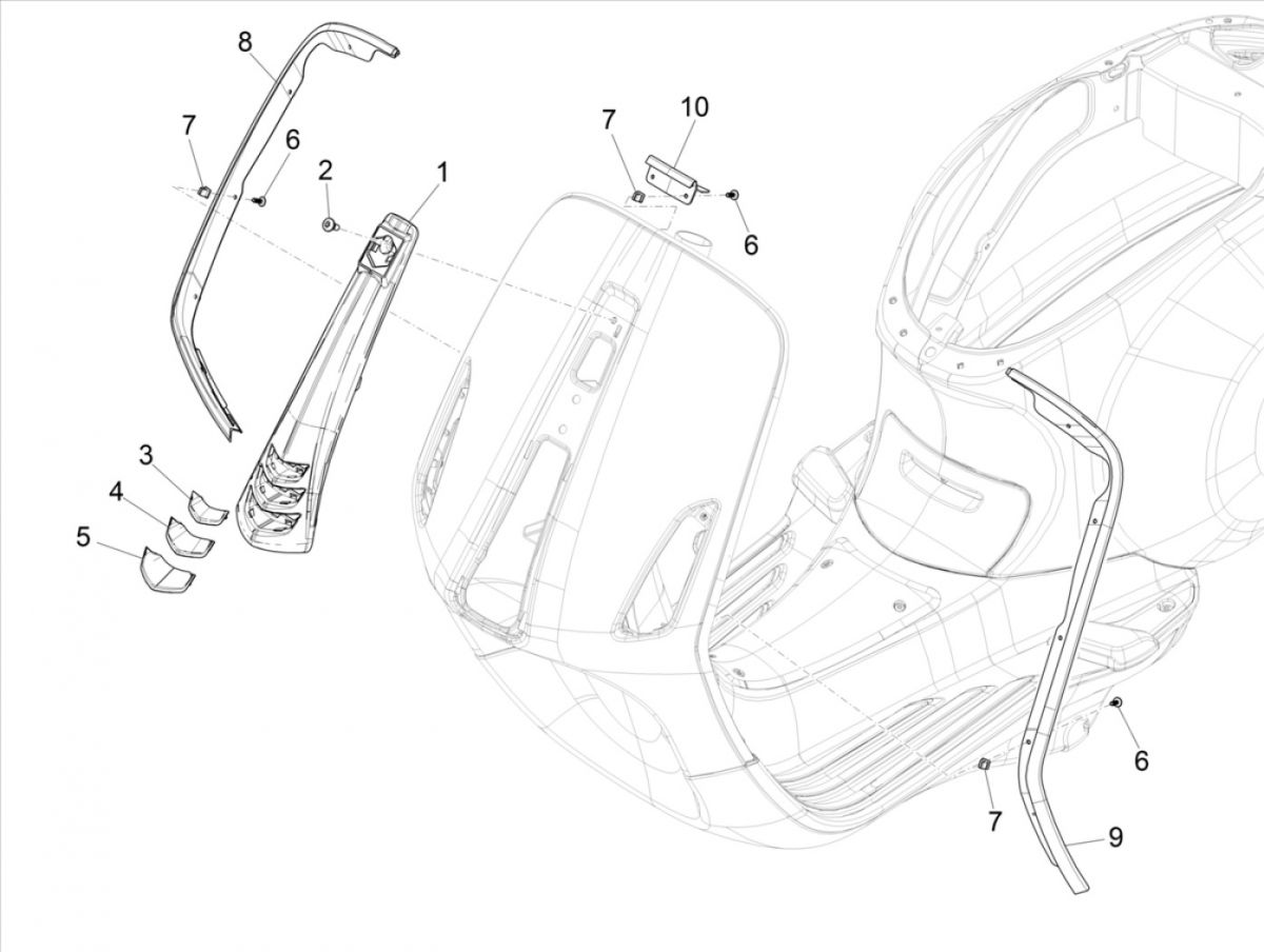Afdekplaat voorkap Vespa Sprint 125 3V IE ABS Euro 5 2021