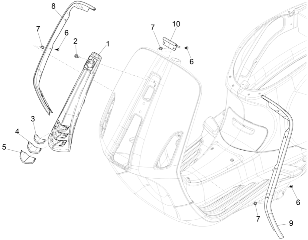 Afdekplaat voorkap Vespa Elettrica 45KM/H Euro 5 2021