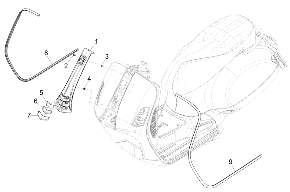 Afdekplaat voorkap Vespa GTS 125 IE ABS Euro 5 2021