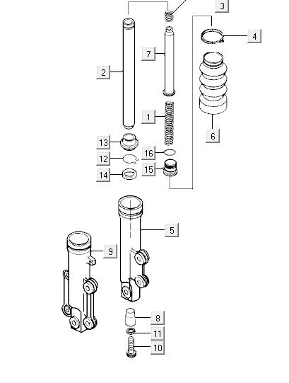 Voorvork onderdelen Kymco Vitality 50 2-takt AC blauw