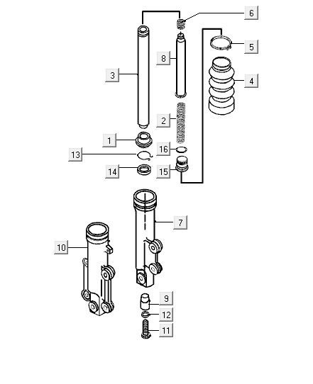 Voorvork onderdelen Kymco Yup 50 2-takt AC blauw-zilver