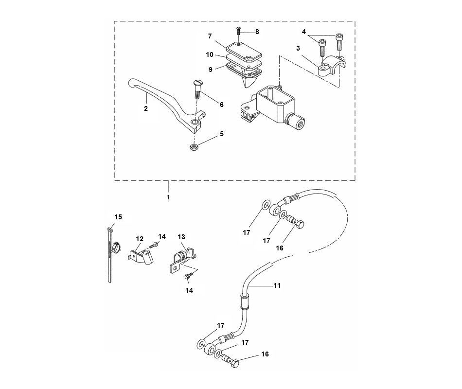 Remcilinder - Remleiding Yamaha Aerox 4-takt 2014