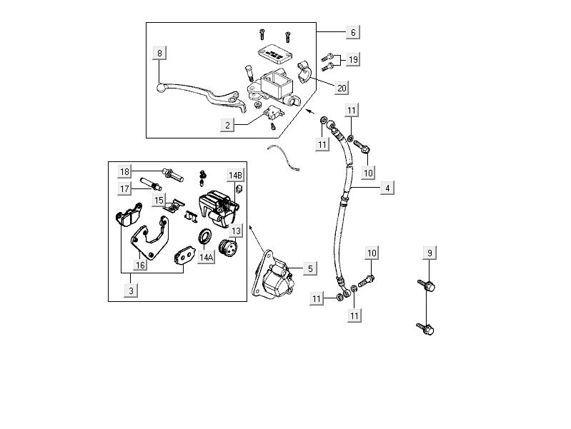 Remcilinder - Remhevel - Remleiding Kymco Delivery 4-takt wit