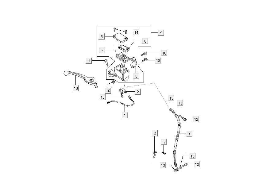 Remcilinder - Remhevel - Remleiding Kymco Sento 50 4-takt Spring Wit